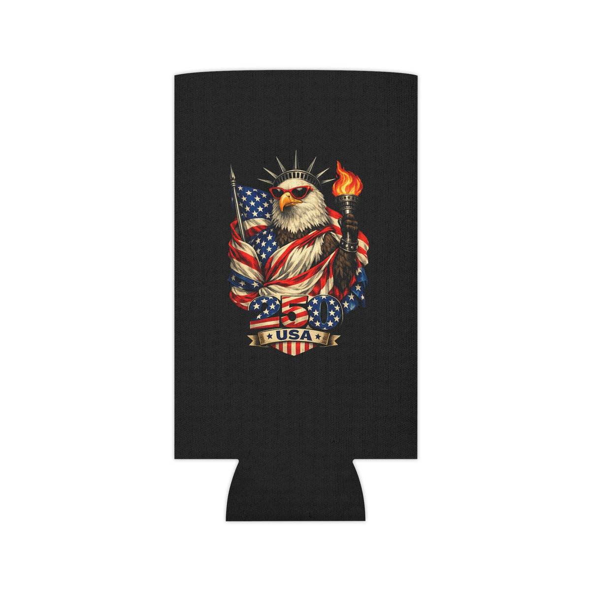Patriotic Eagle with Flag Can Cooler | USA Americana Drink Koozie
