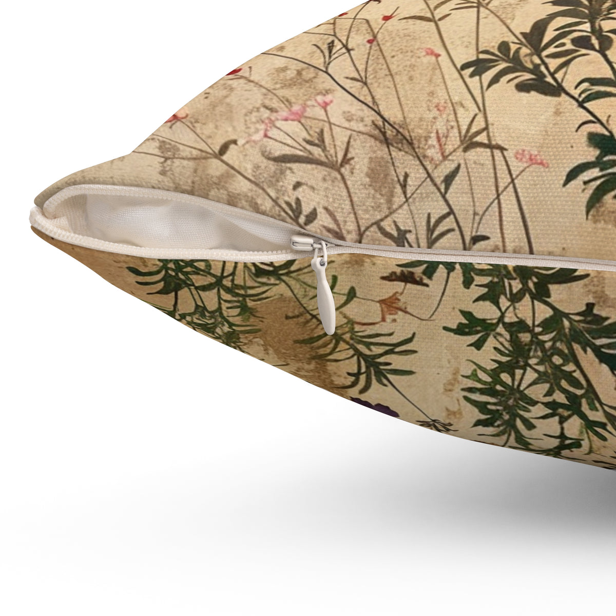 Japanese Wildflowers on a Spun Polyester Square Pillow