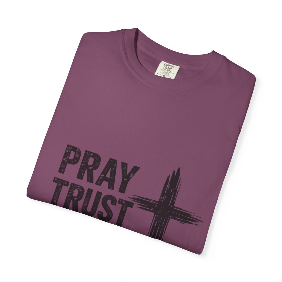 Prayer Trust Wait Repeat T-Shirt — Christian Faith Cross Graphic Tee