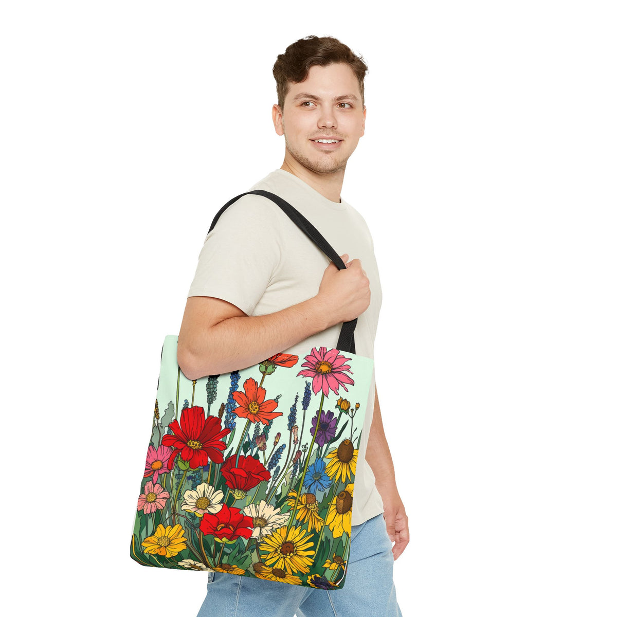 Wildflower Tote Bag - Comic Book Style