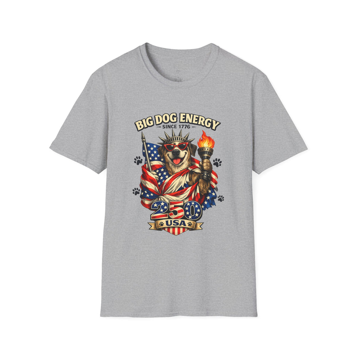 Big Dog Energy graphic T-Shirt | Patriotic American flag dog, 4th of July