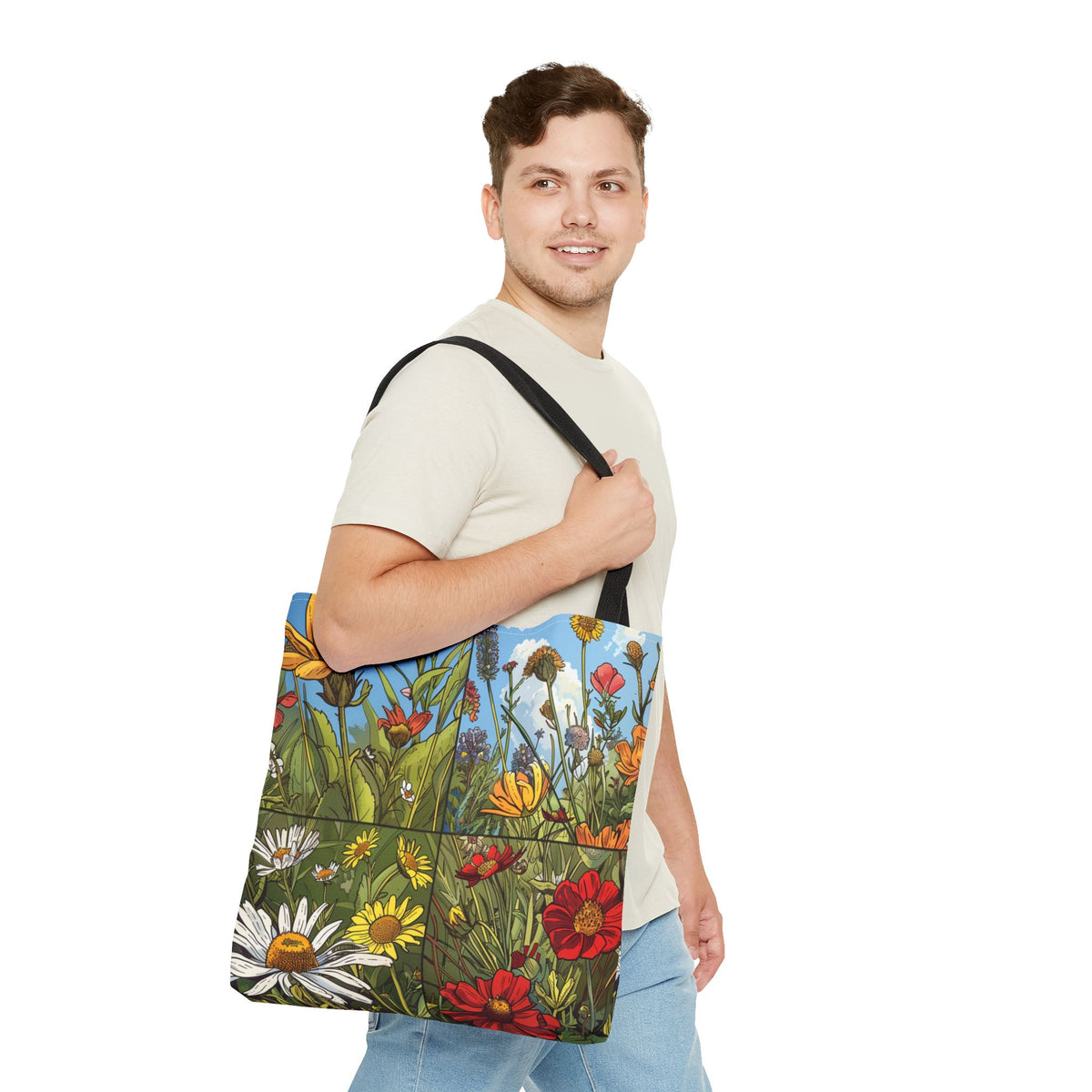 Wildflower Tote Bag - Comic Book Style