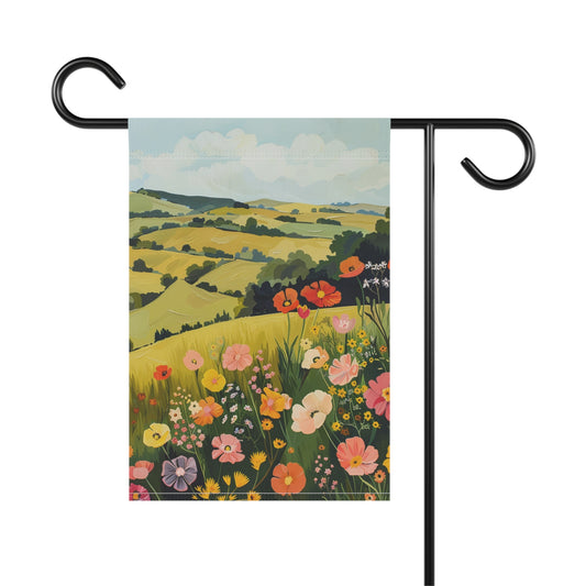 Retro Flowers Garden & House Banner