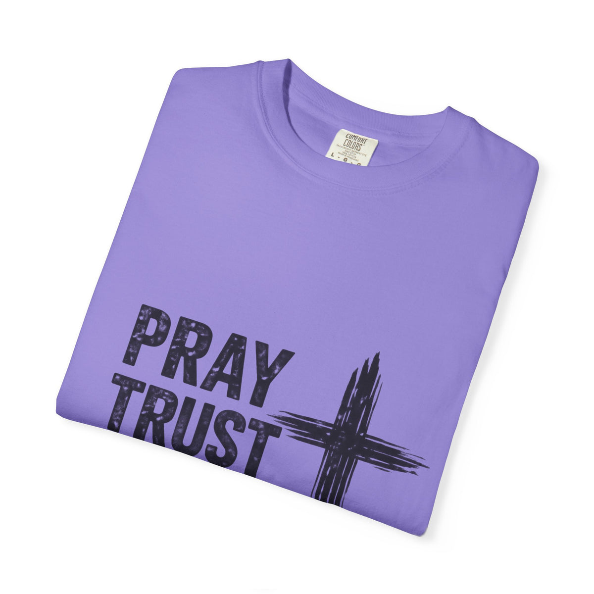 Prayer Trust Wait Repeat T-Shirt — Christian Faith Cross Graphic Tee