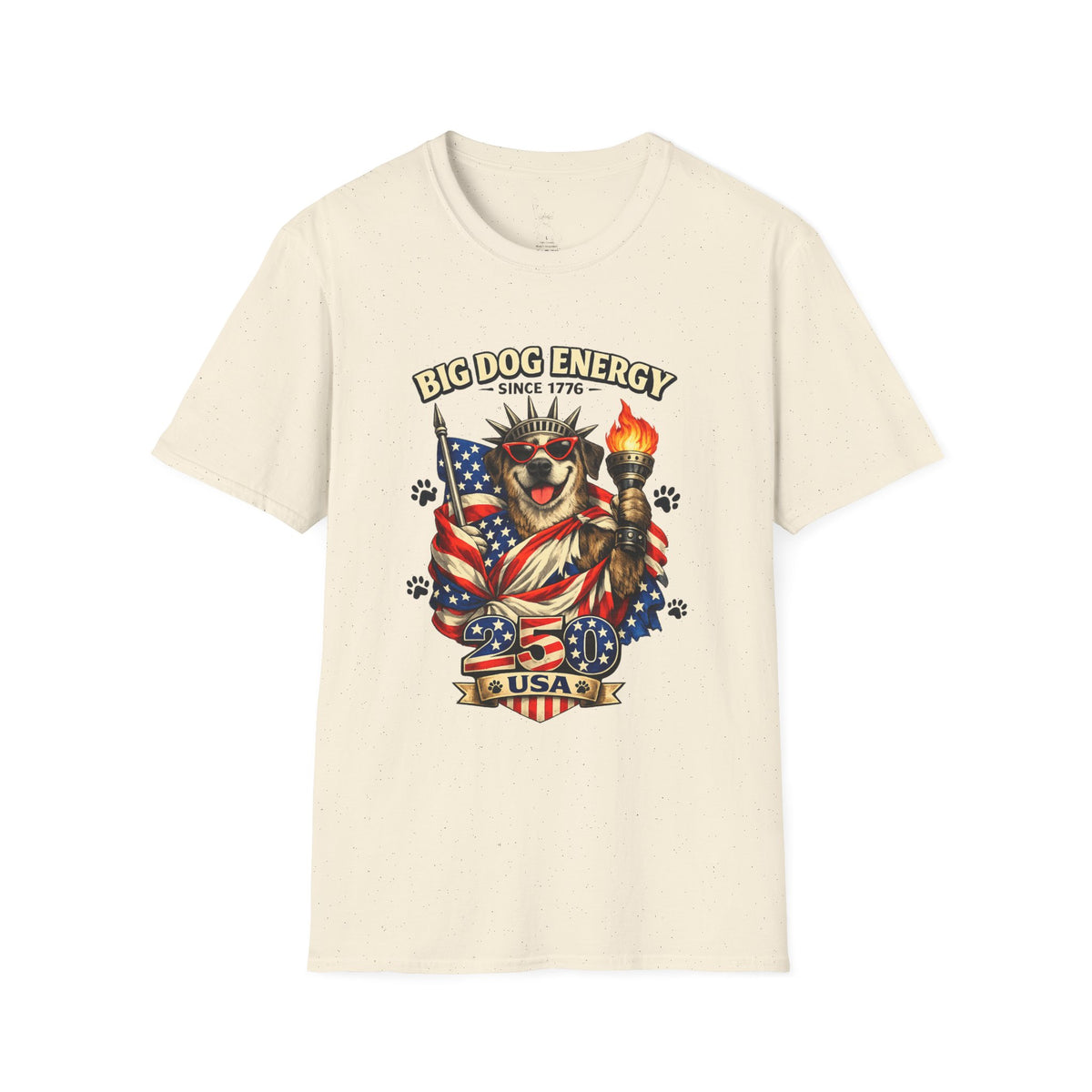 Big Dog Energy graphic T-Shirt | Patriotic American flag dog, 4th of July