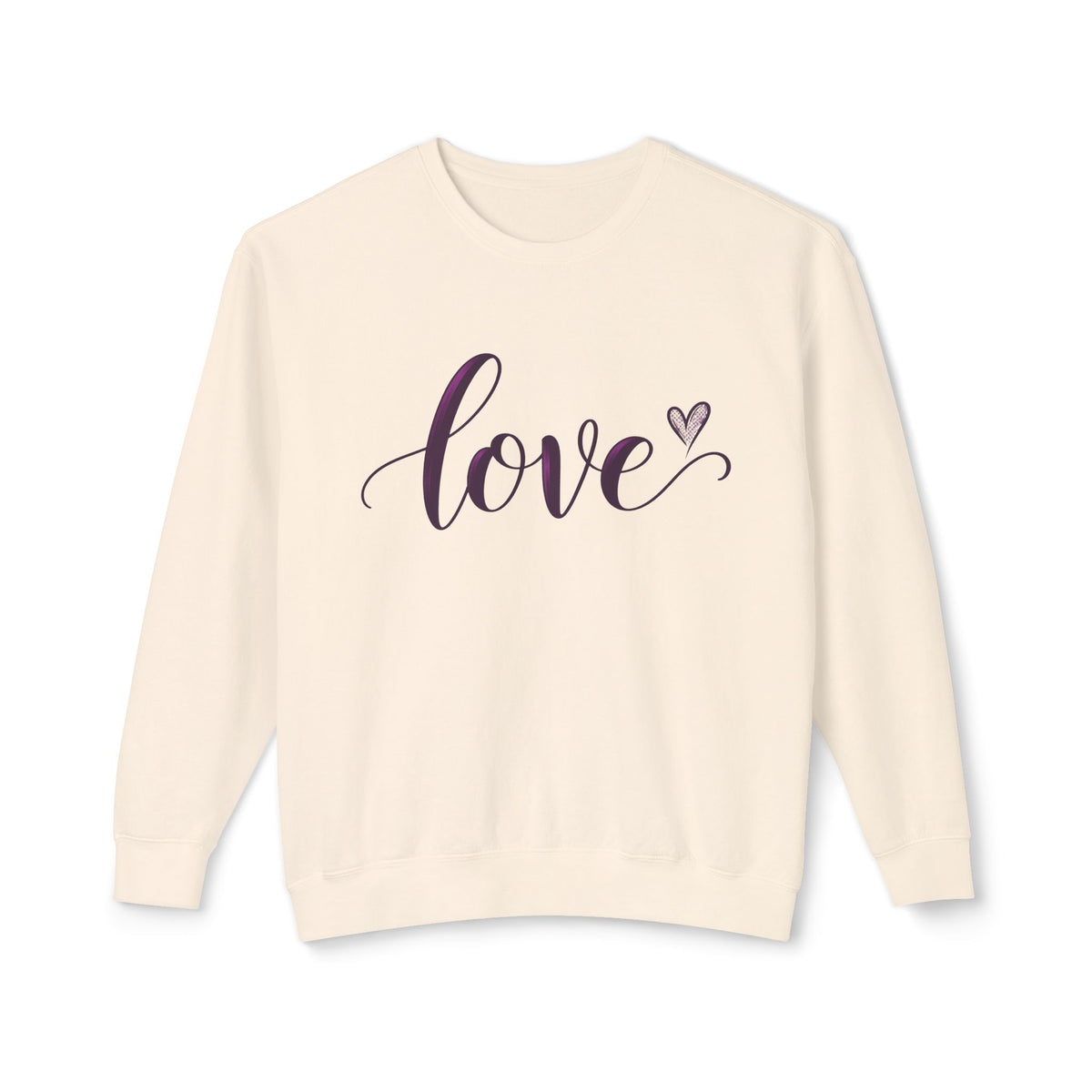 Love Script Crewneck Sweatshirt — Feminine Purple Heart Love Design