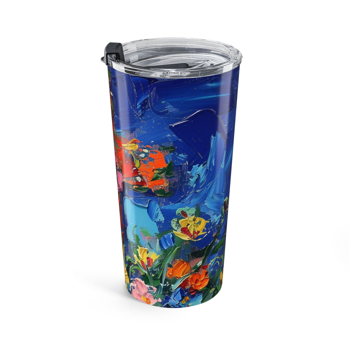 Monet Style Cross and Flowers Tumbler 20oz