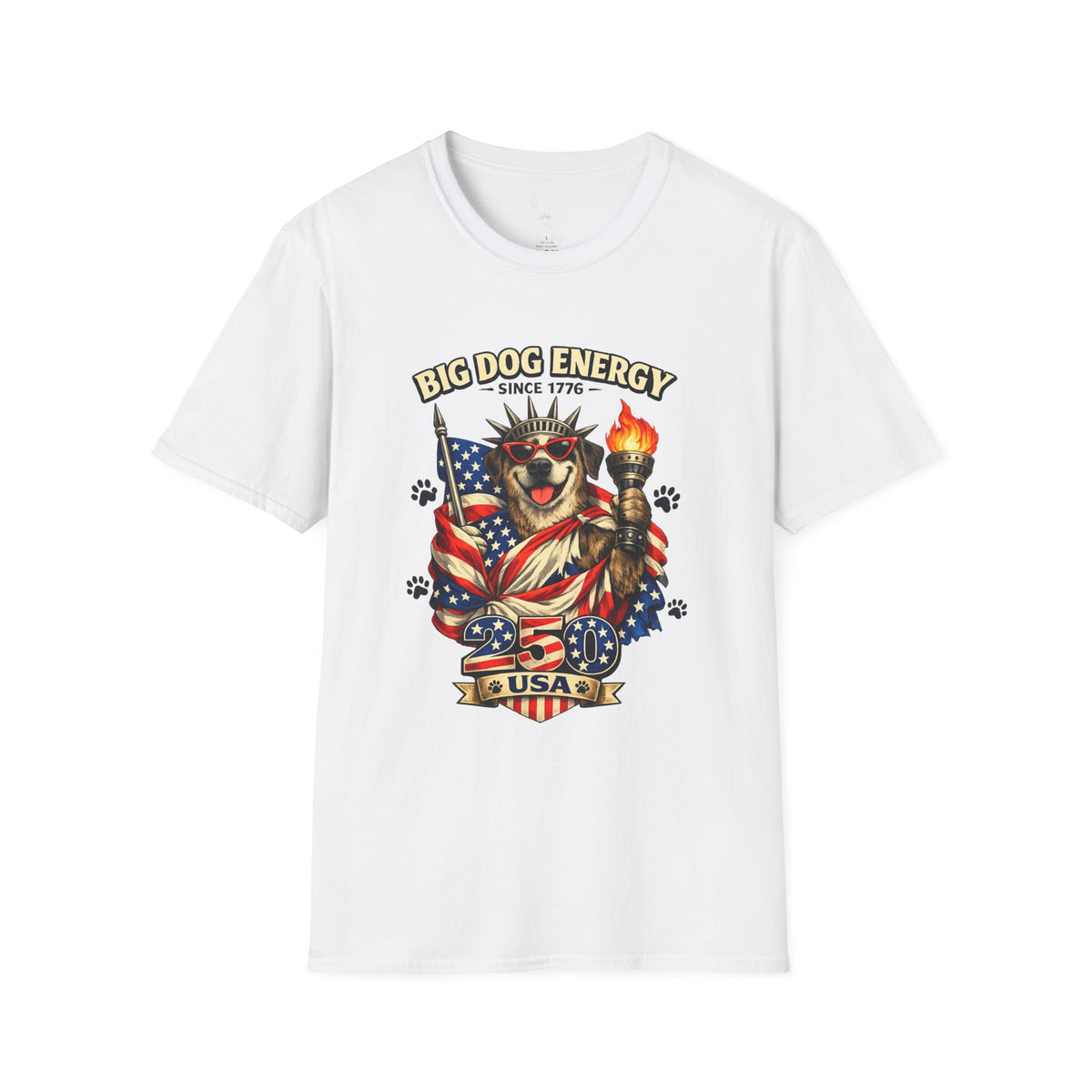 Big Dog Energy graphic T-Shirt | Patriotic American flag dog, 4th of July