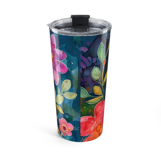 Cross and Whimsical Flowers Tumbler 20oz