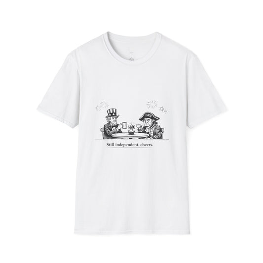 Still Independent Cheers T-Shirt | Uncle Sam & Revolutionary Soldier Illustration