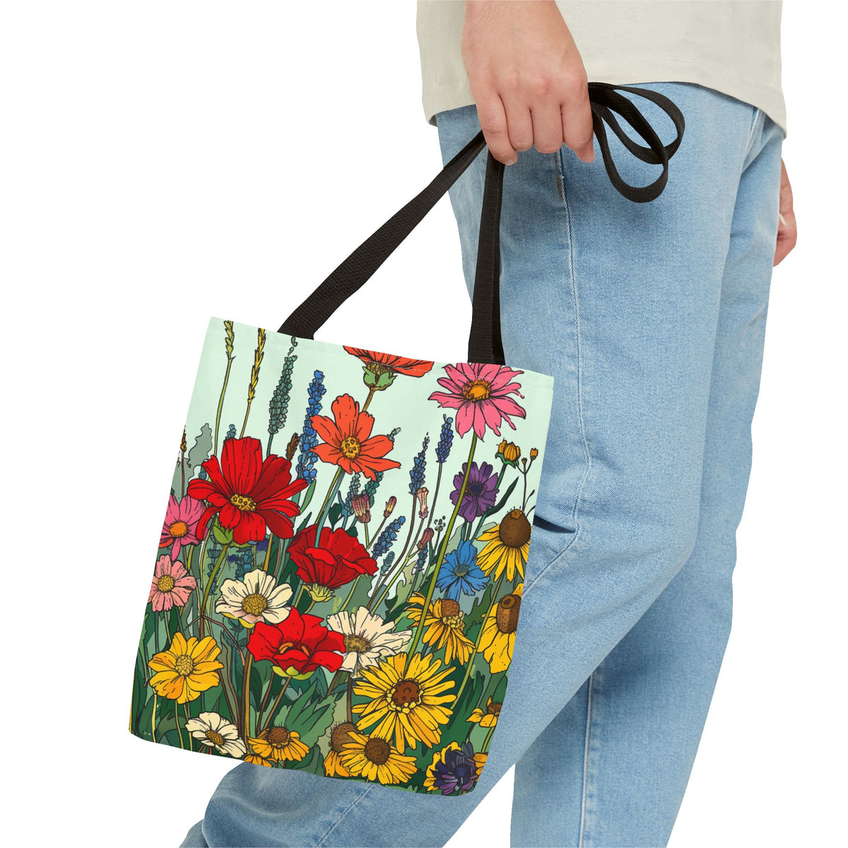Wildflower Tote Bag - Comic Book Style