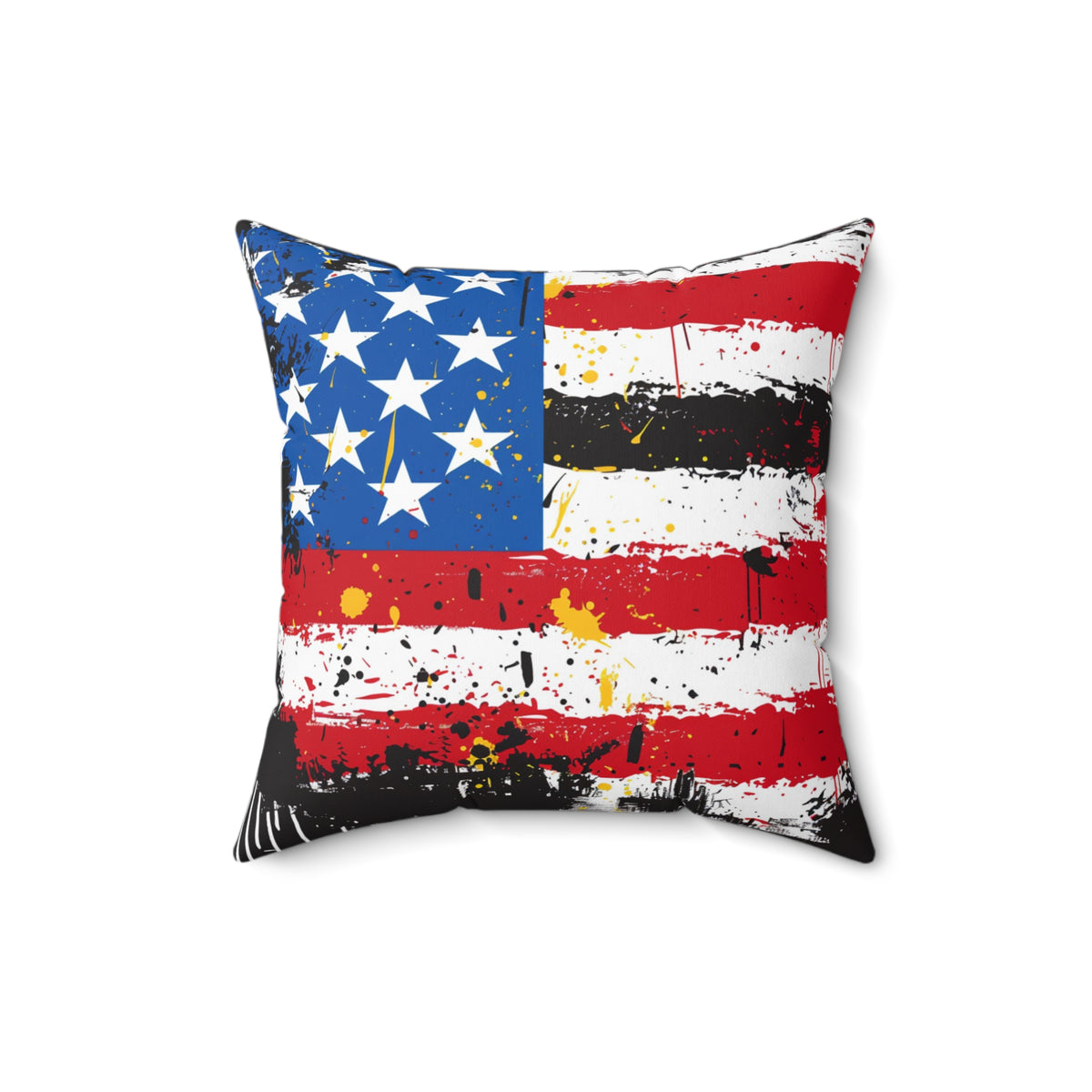 American Flag Graffiti Spun Polyester Square Pillow