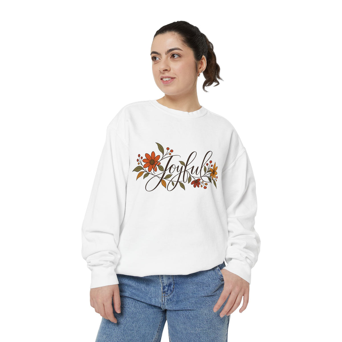 Joyful floral script Sweatshirt | Fall flowers, calligraphy