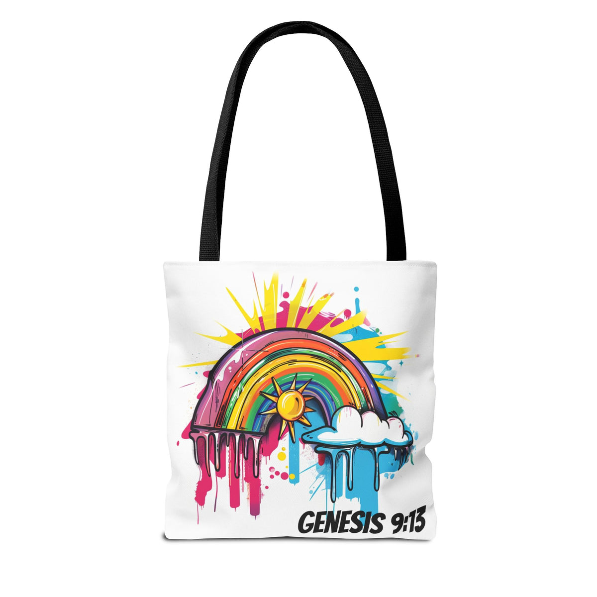 Genesis 9:13 Graffiti Style Rainbow Tote Bag