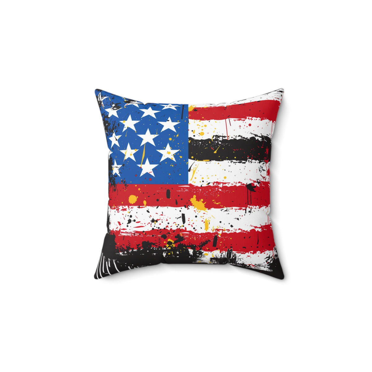 American Flag Graffiti Spun Polyester Square Pillow