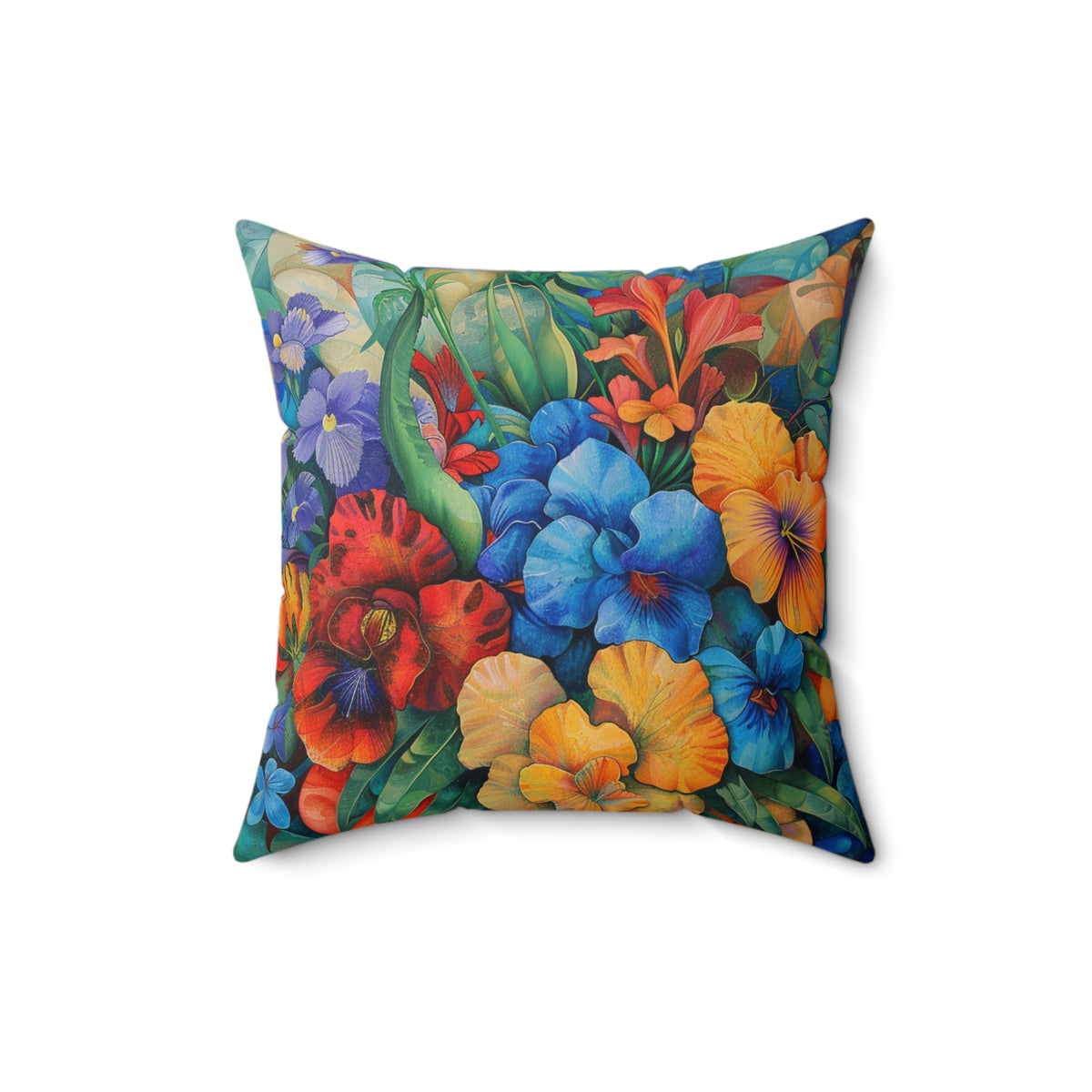 Futuristic Flowers Spun Polyester Square Pillow