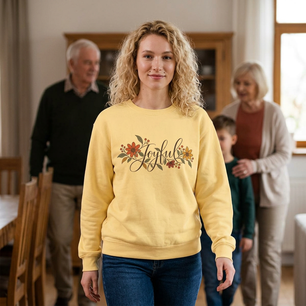 Joyful floral script Sweatshirt | Fall flowers, calligraphy