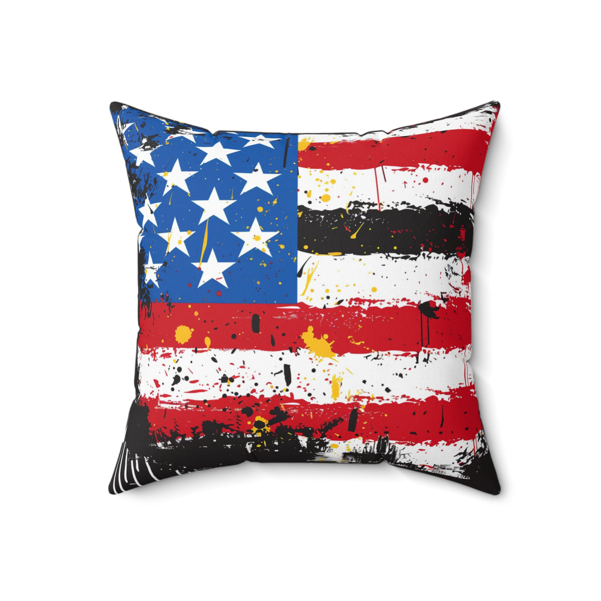 American Flag Graffiti Spun Polyester Square Pillow