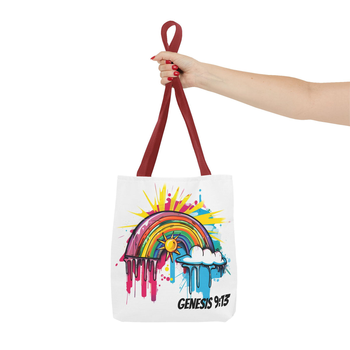 Genesis 9:13 Graffiti Style Rainbow Tote Bag
