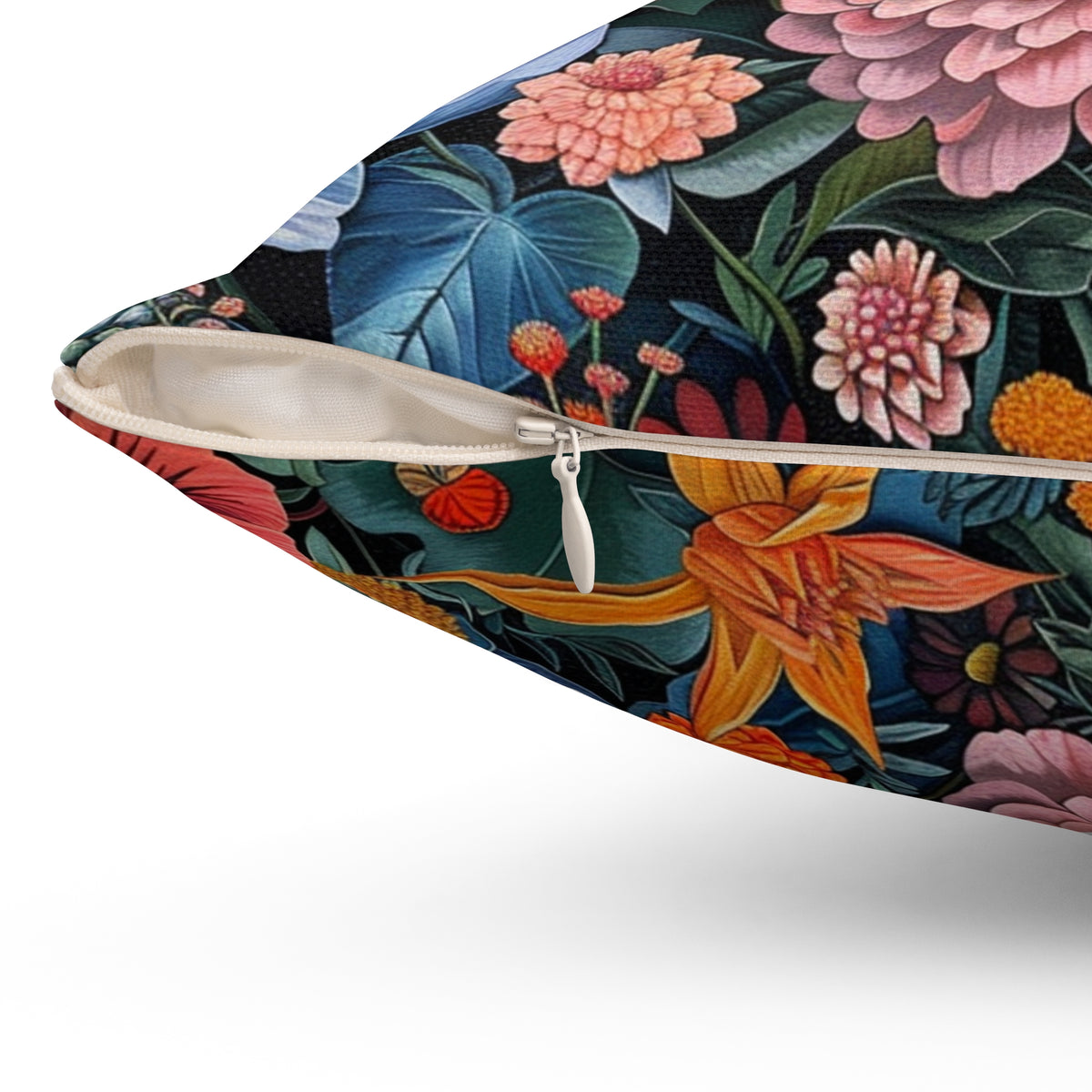 Futuristic Flowers Spun Polyester Square Pillow