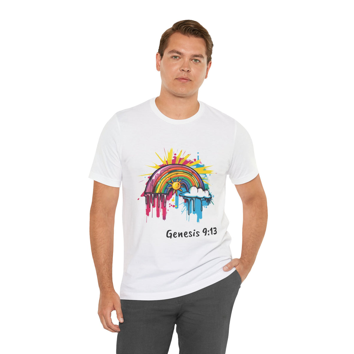 Genesis 9:13 Graffiti Rainbow Unisex Jersey Short Sleeve Tee - T-Shirt