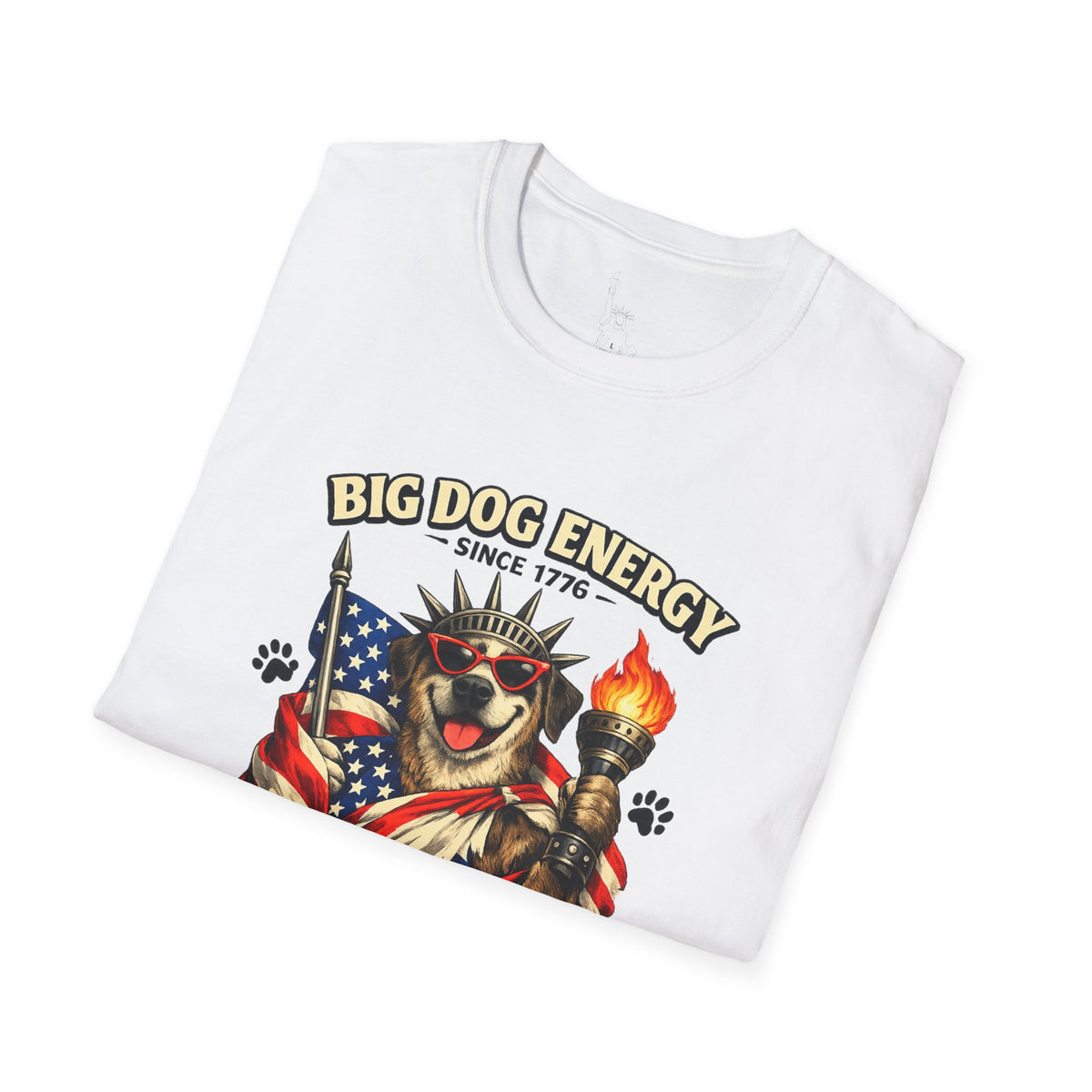 Big Dog Energy graphic T-Shirt | Patriotic American flag dog, 4th of July