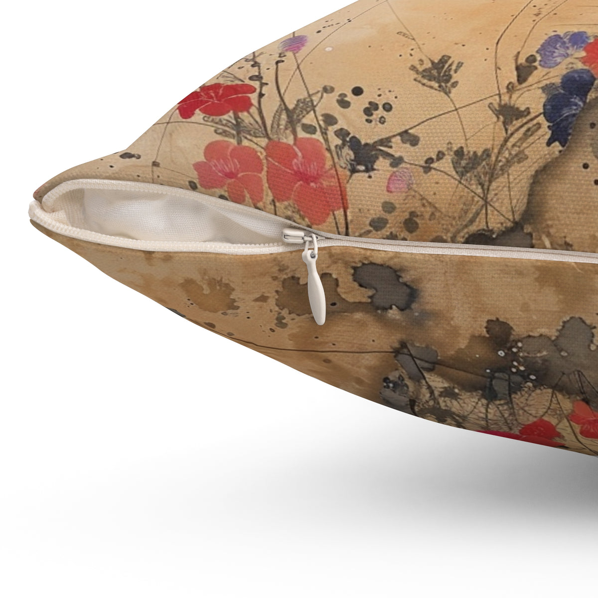 Japanese Wildflowers on a Spun Polyester Square Pillow