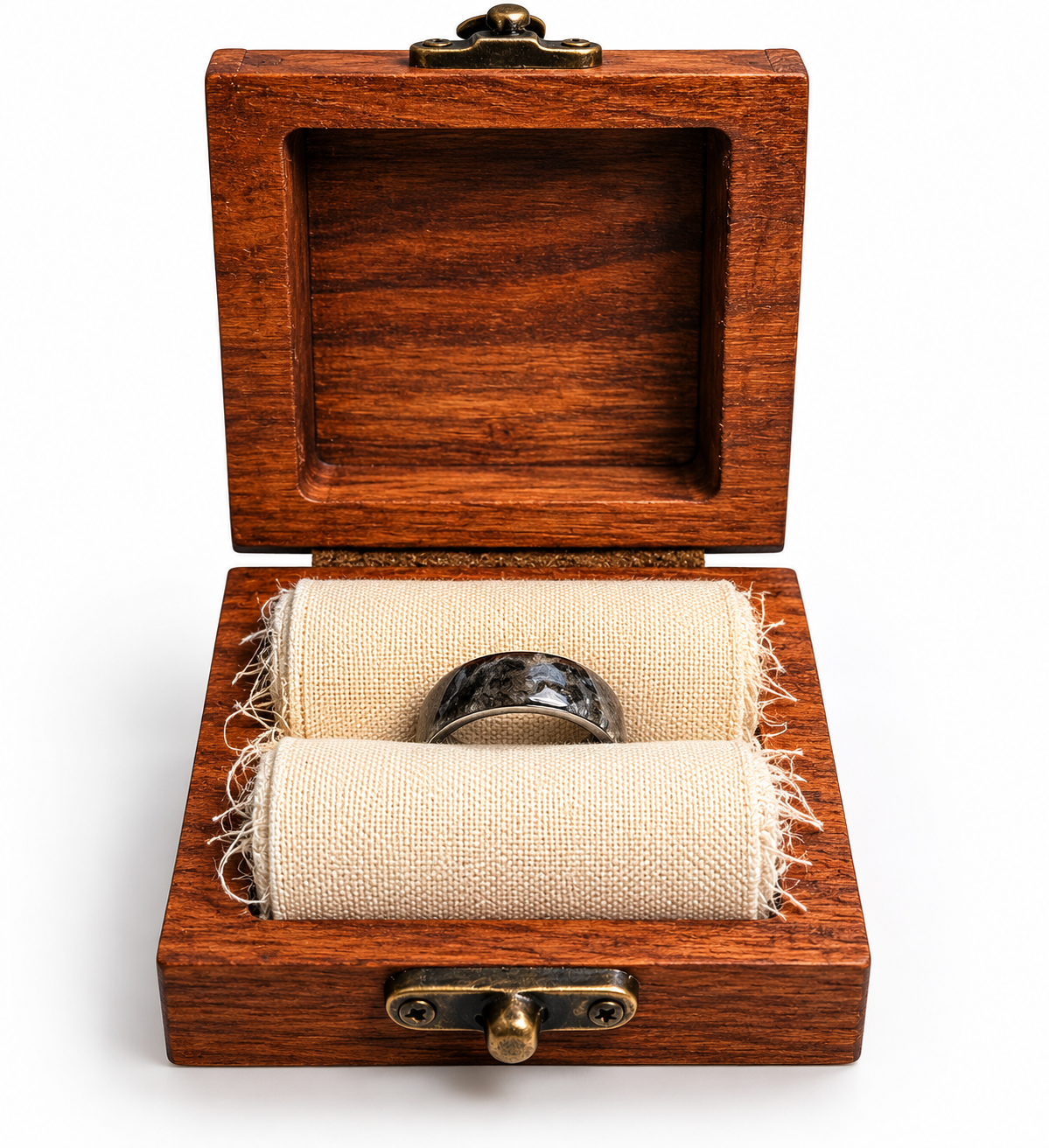 Engraved Wooden Keepsake Box – Circle Design | Handcrafted Cherry with Antique Brass Latch | Gift Box for Rings, Jewelry, or Small Valuables