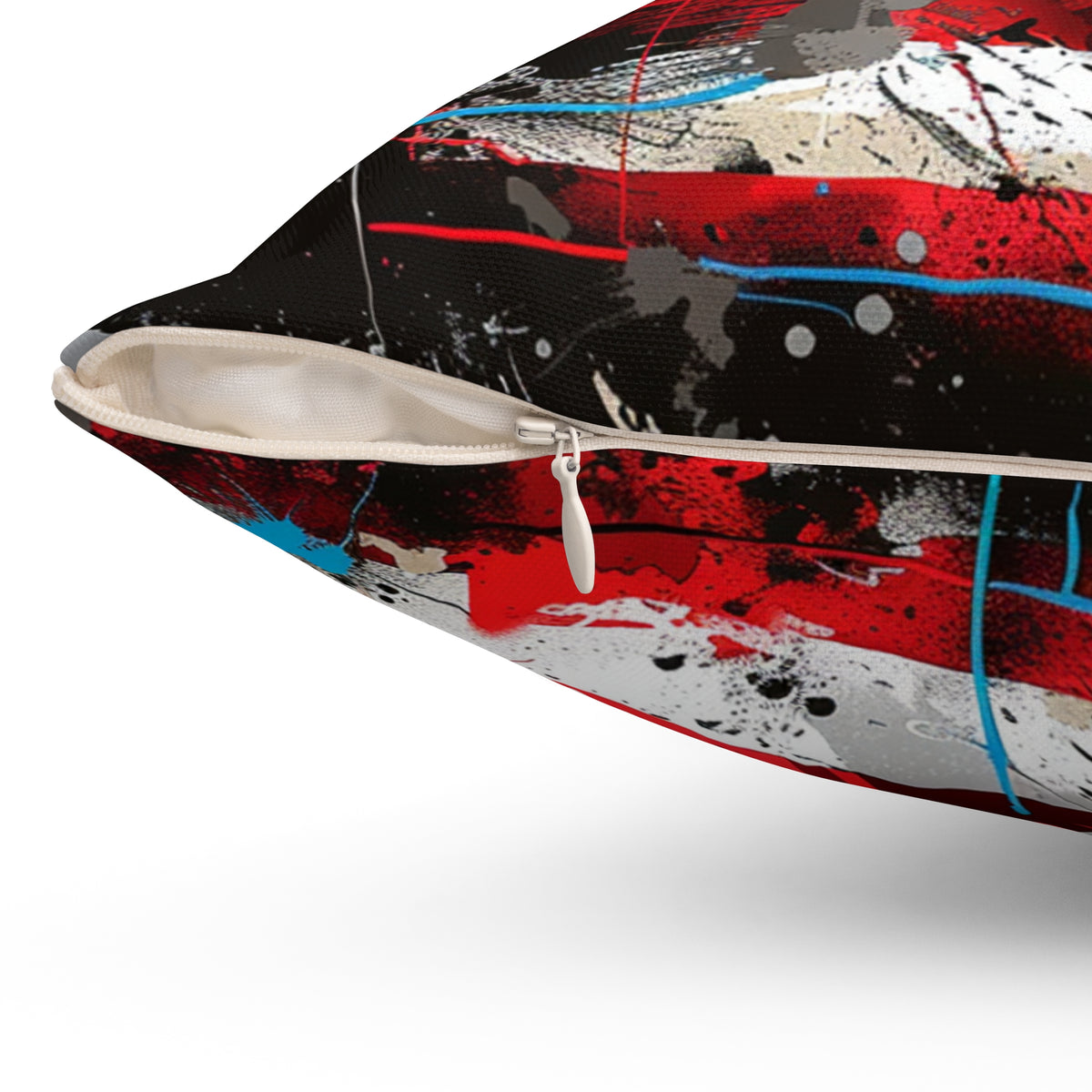 American Flag Graffiti Spun Polyester Square Pillow