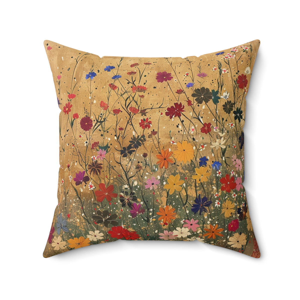 Japanese Wildflowers on a Spun Polyester Square Pillow
