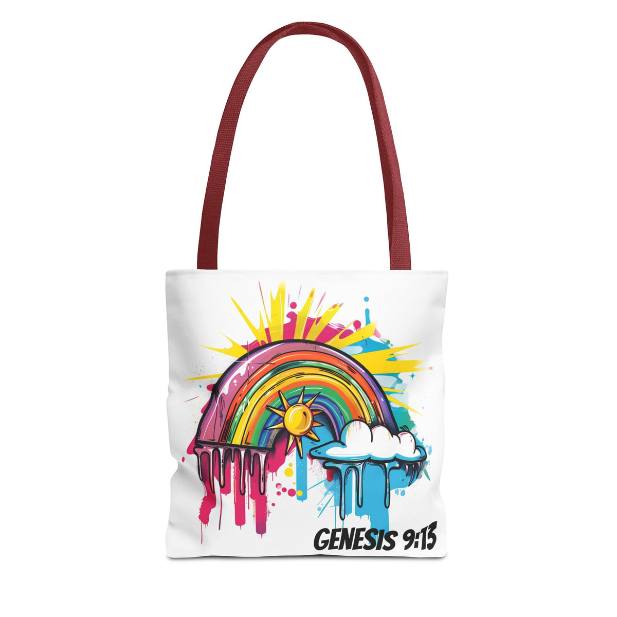 Genesis 9:13 Graffiti Style Rainbow Tote Bag