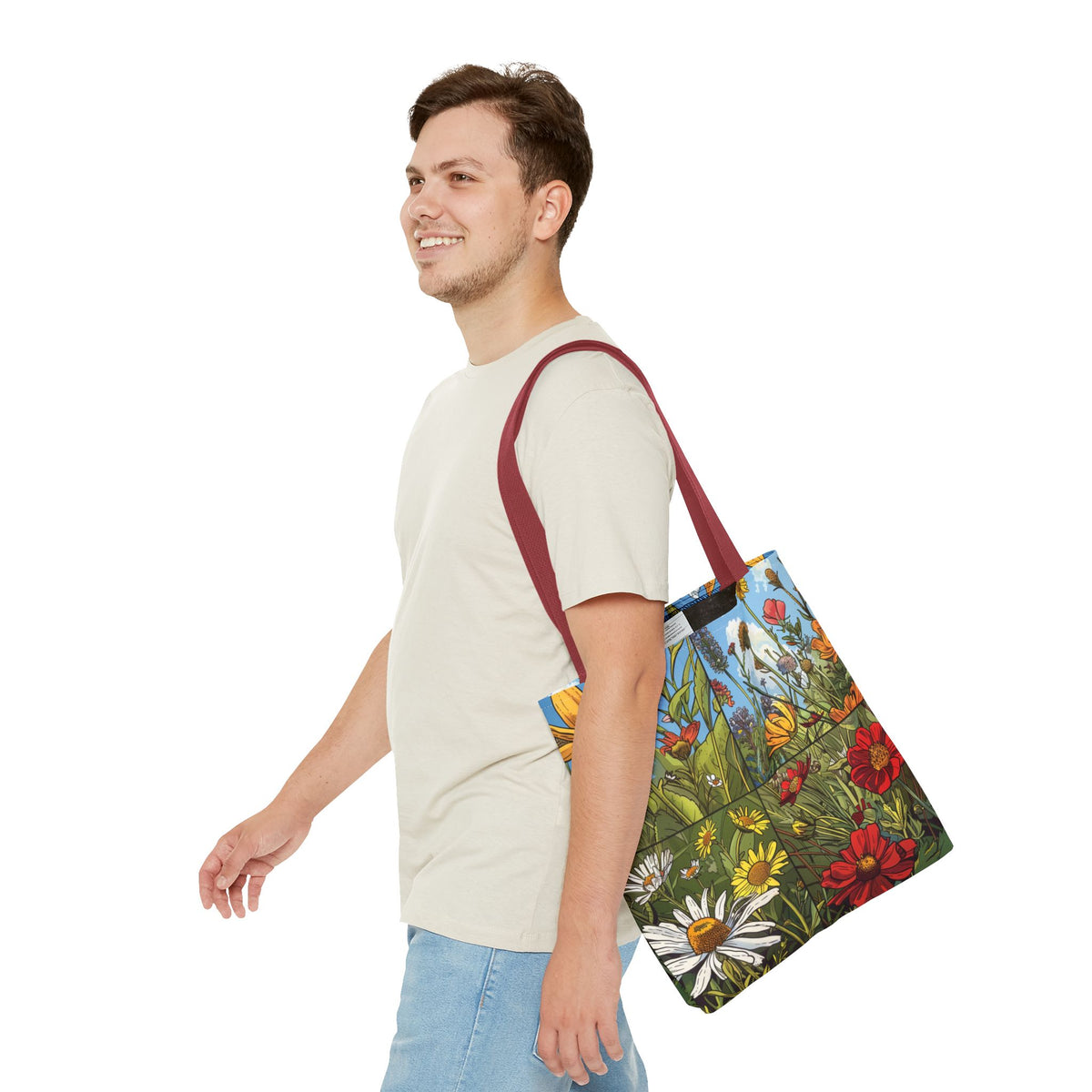 Wildflower Tote Bag - Comic Book Style