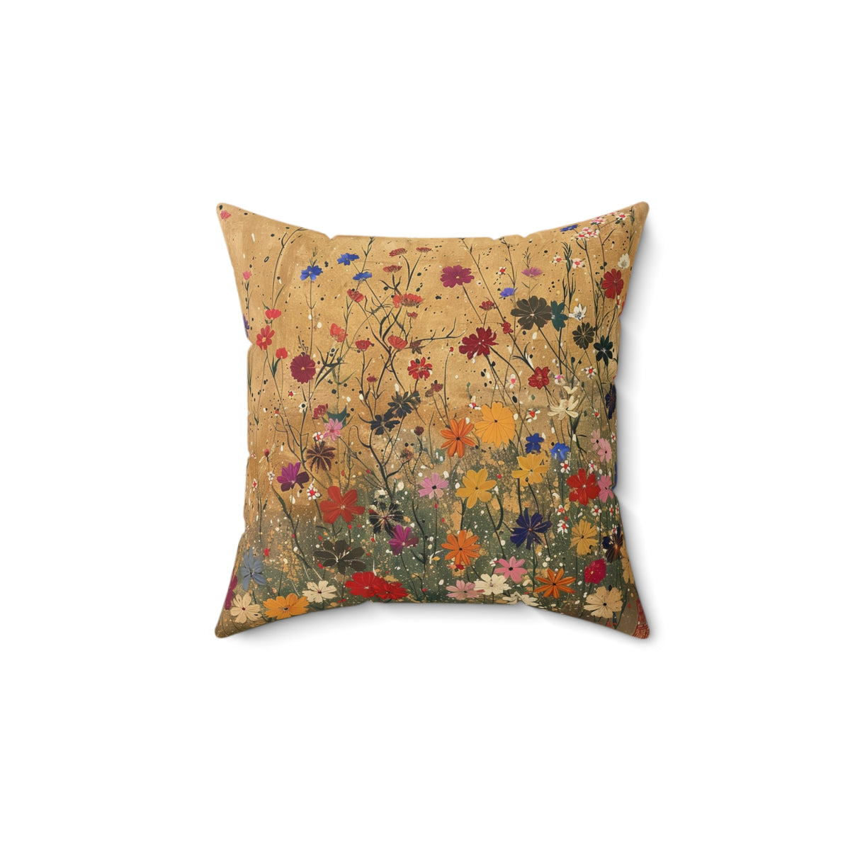 Japanese Wildflowers on a Spun Polyester Square Pillow