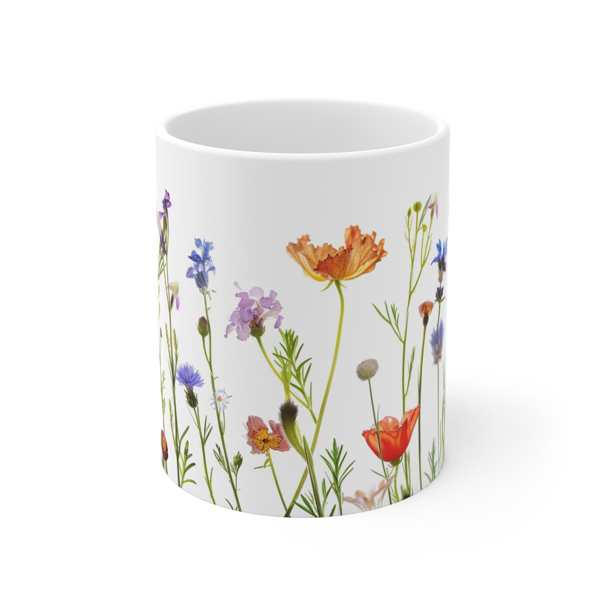 Pressed Flowers Mug, Boho Wildflowers Coffee Mug, Gift for her, Spring Mug, Watercolor Flower Mug