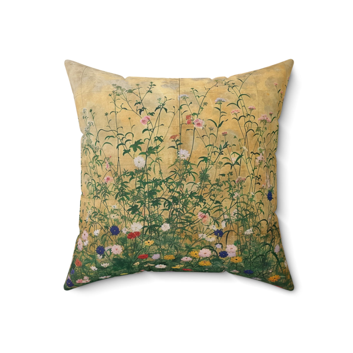 Japanese Wildflowers on a Spun Polyester Square Pillow