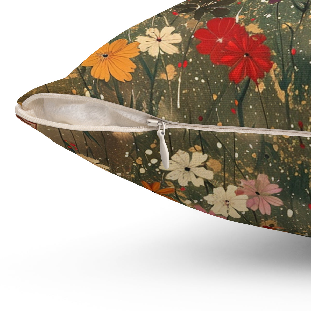 Japanese Wildflowers on a Spun Polyester Square Pillow