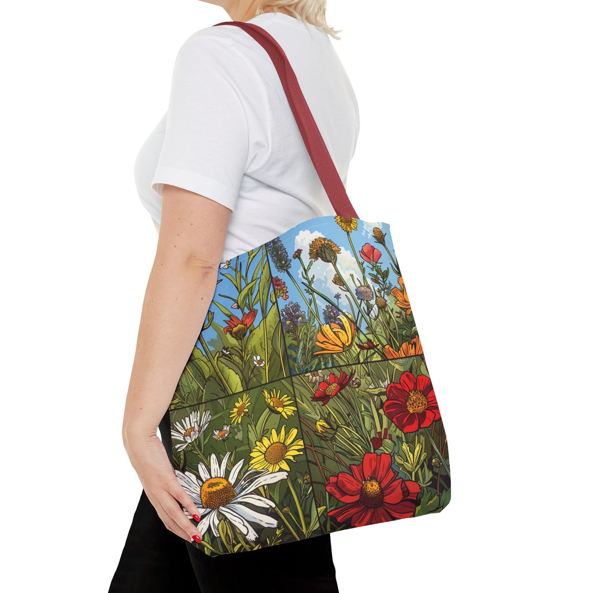 Wildflower Tote Bag - Comic Book Style
