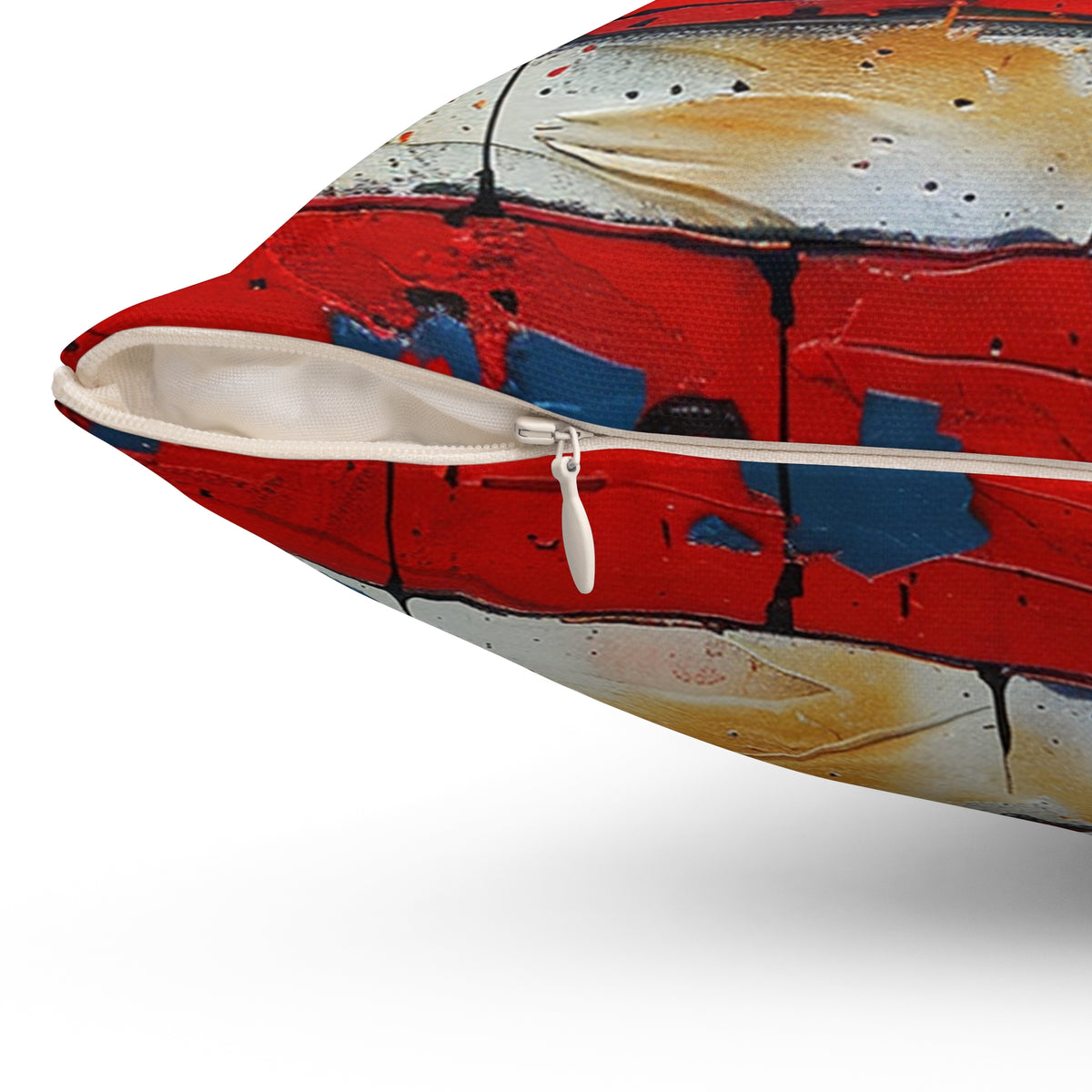 American Flag Graffiti Spun Polyester Square Pillow