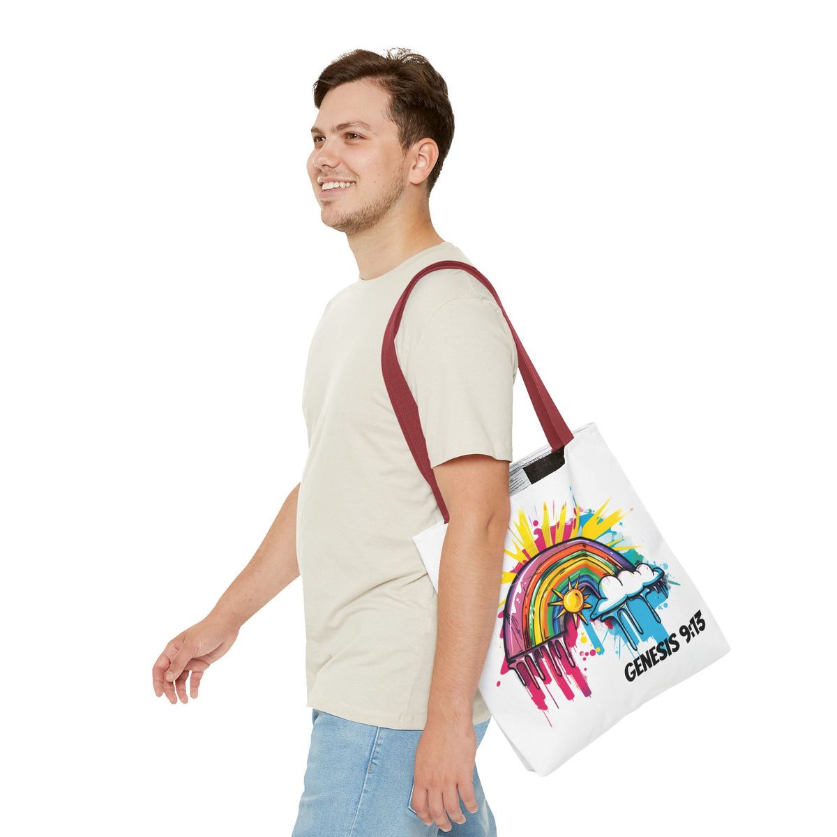 Genesis 9:13 Graffiti Style Rainbow Tote Bag
