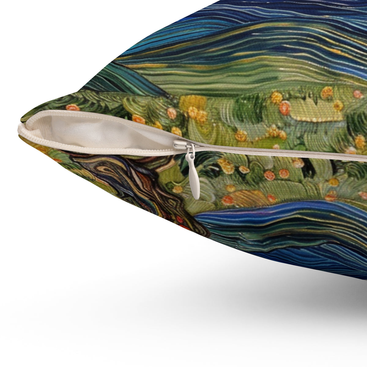 Tree Painting with Flowers on a Spun Polyester Square Pillow