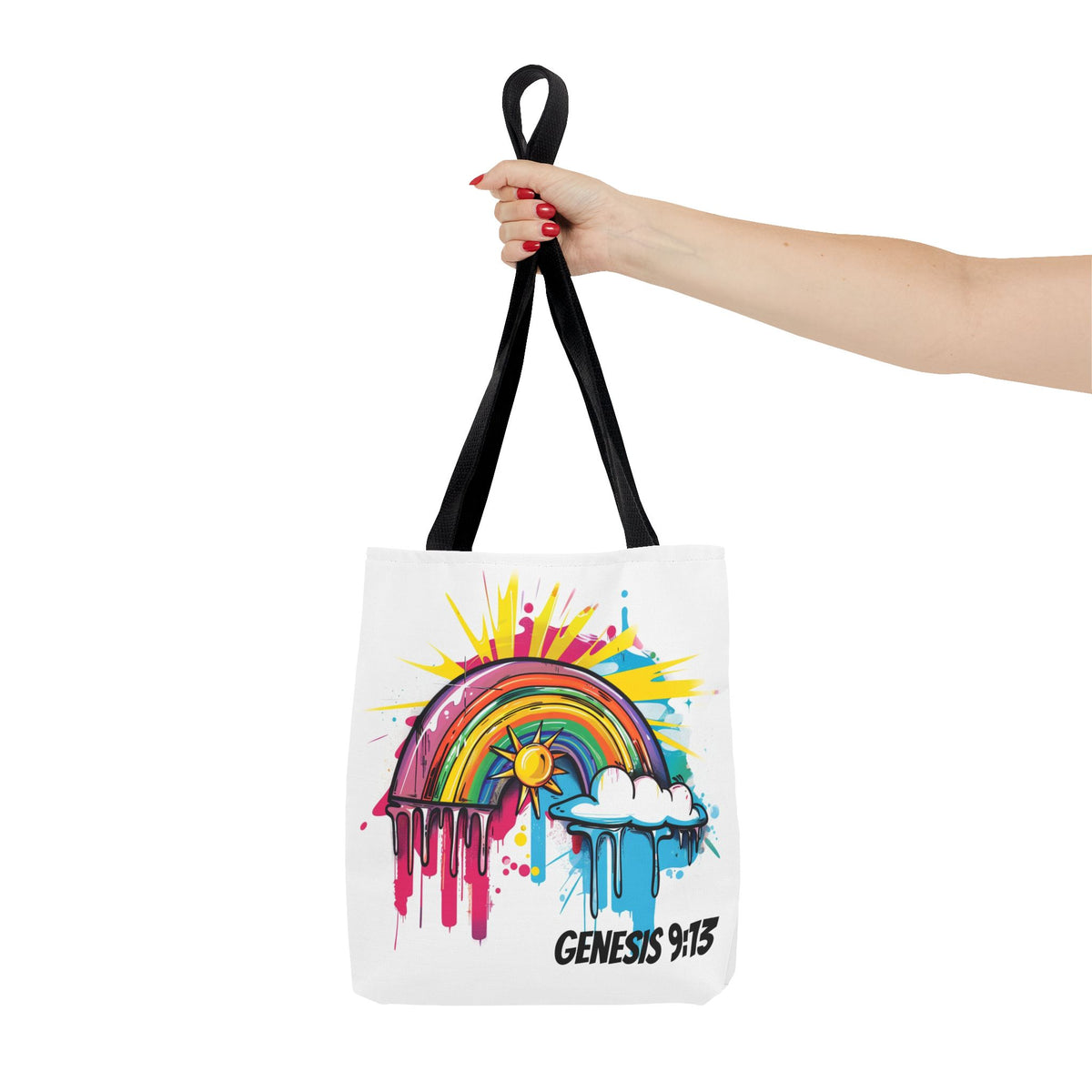 Genesis 9:13 Graffiti Style Rainbow Tote Bag