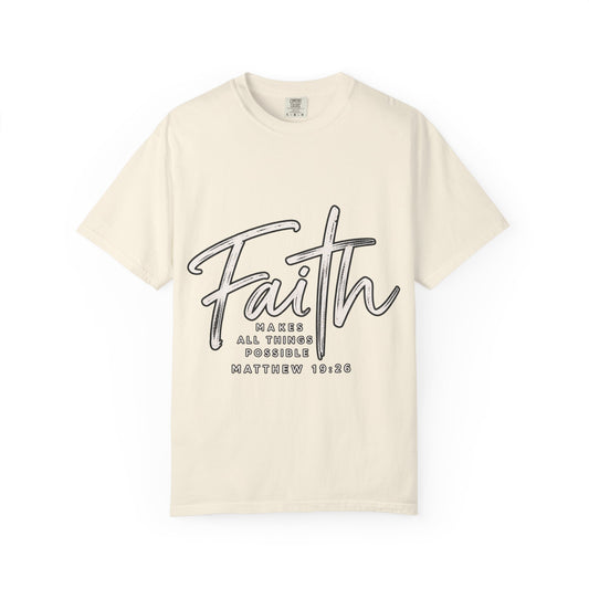 Faith Script T‑Shirt — "With God All Things Are Possible" (Matthew 19:26)
