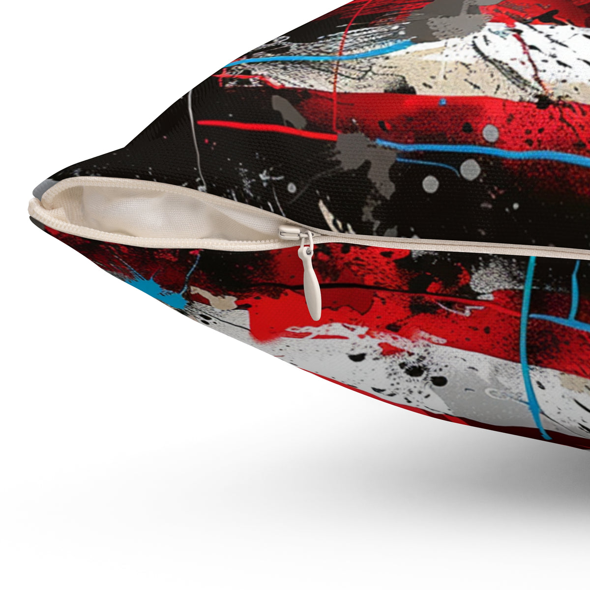 American Flag Graffiti Spun Polyester Square Pillow