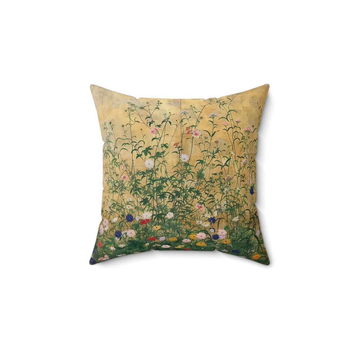 Japanese Wildflowers on a Spun Polyester Square Pillow