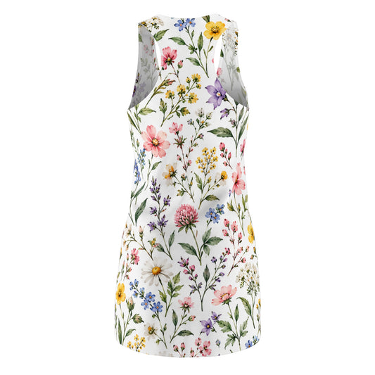 Floral Meadow Racerback Dress — All-Over Watercolor Wildflower Print