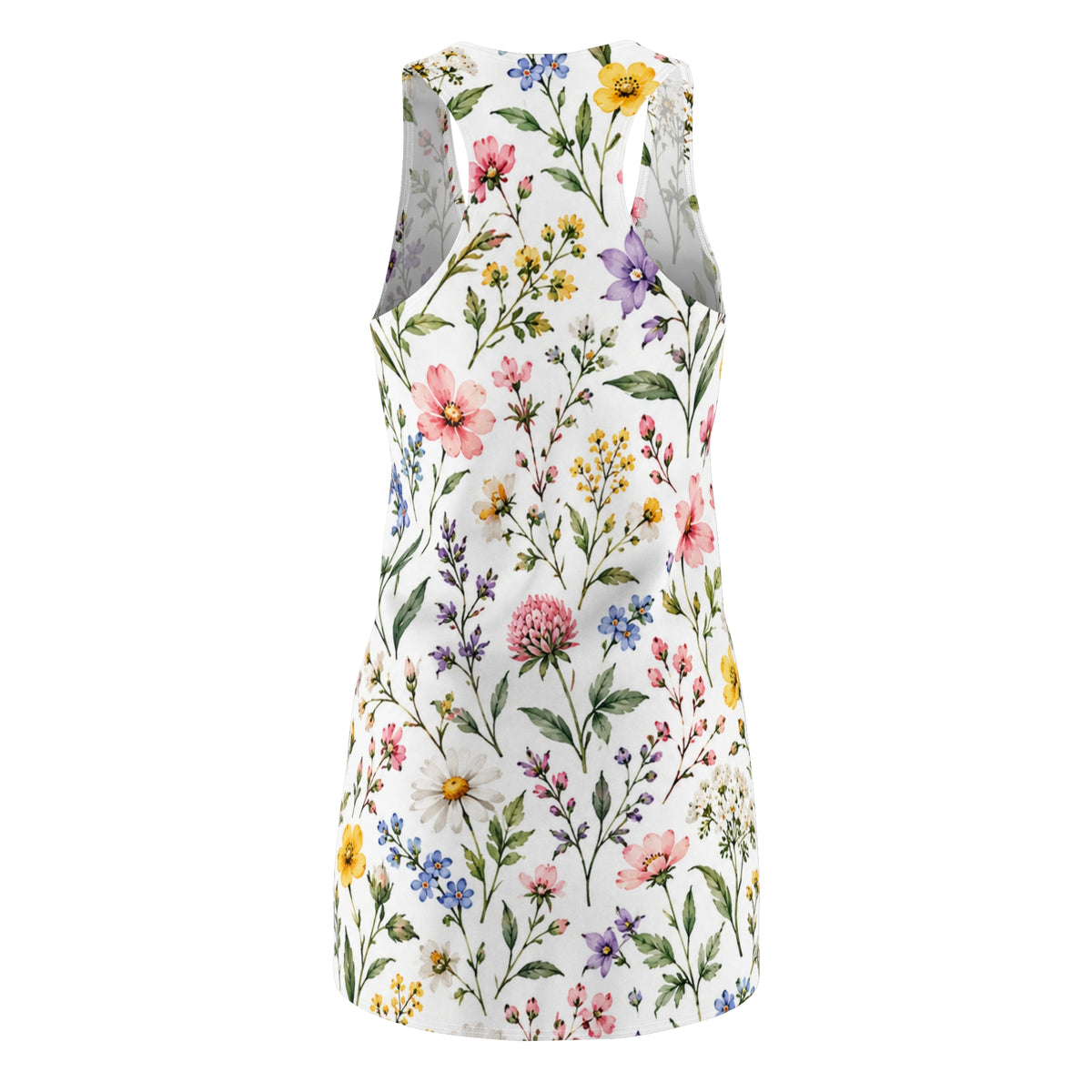 Floral Meadow Racerback Dress — All-Over Watercolor Wildflower Print