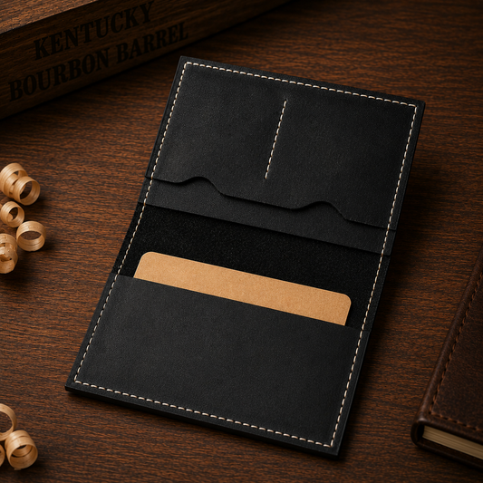 HARZO Black Leather Field Notes Journal Wallet – Handmade 4¼×6¼" Notebook Cover with 3 Inserts
