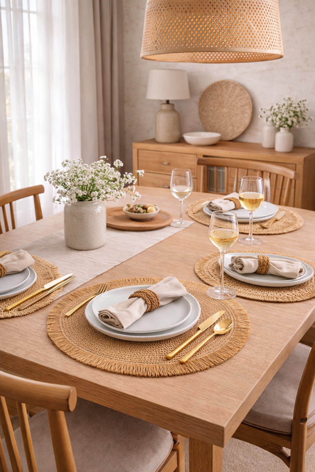 Santorini Straw Fringe Placemats - 15"