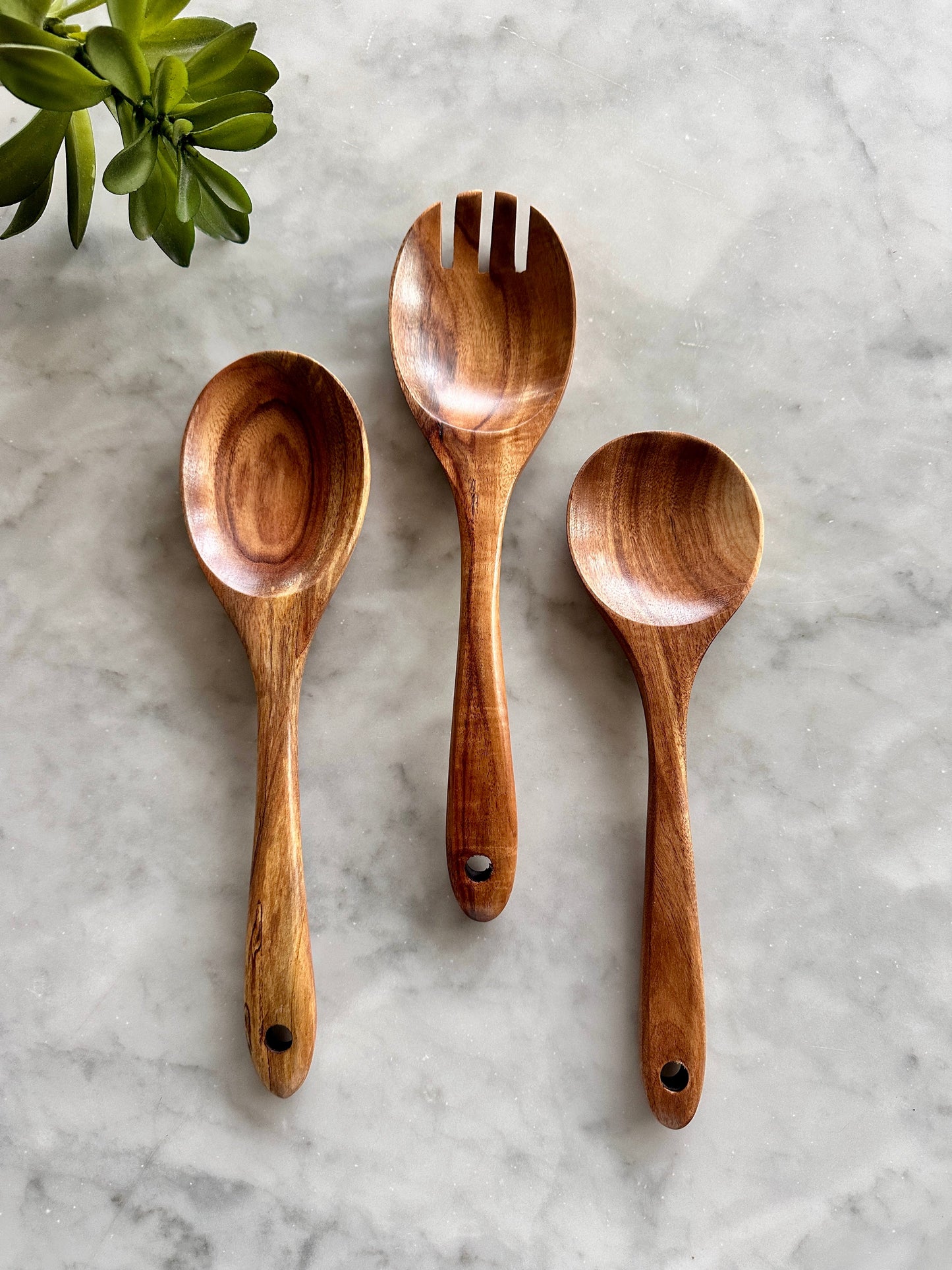 Tulum Teak Wooden Salad Serving Set - 3 Piece