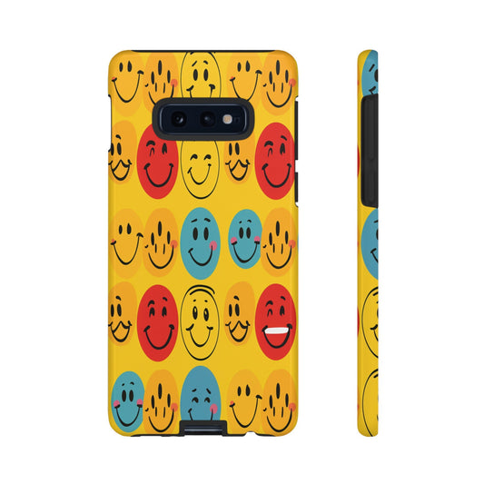 Smiley Face Tough Phone Case: Retro Emotion Design